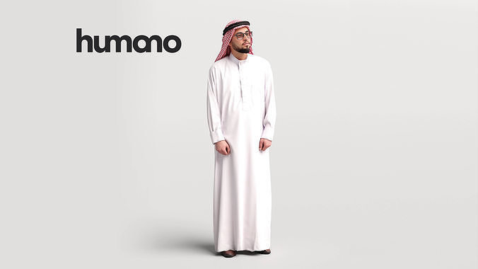 Humano Arab man in thobe standing and talking - 2402-067-6059 3D model