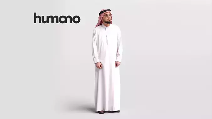 Humano Arab man in thobe standing and talking - 2402-067-6059 3D model