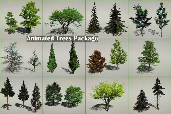 Animated Trees Package Low-poly 3D model