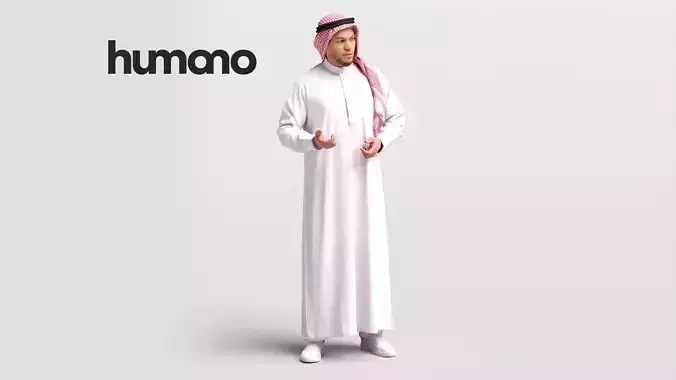 Humano Arab man in thobe standing and talking - 2402-066-6860 3D model