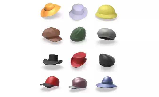 12 pcs - Hat Hats FashionHat Cap Caps FashionCap Beanie Beanies 3D model