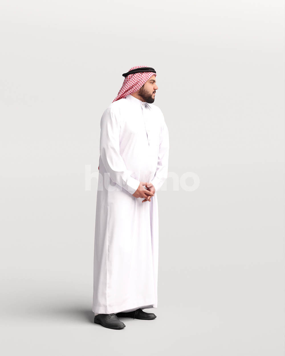 Humano Arab man in thobe standing and talking - 2402-065-7079 3D model_3