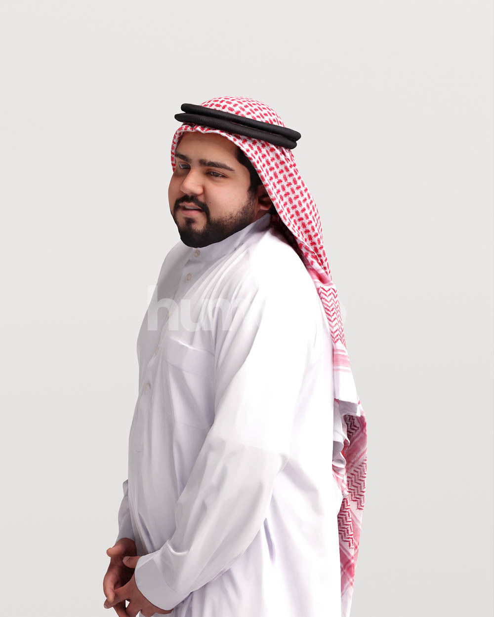 Humano Arab man in thobe standing and talking - 2402-065-7079 3D model_8