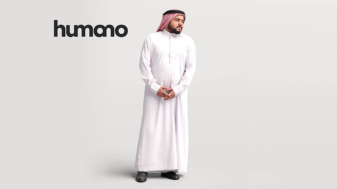Humano Arab man in thobe standing and talking - 2402-065-7079 3D model
