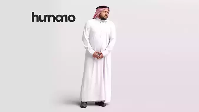 Humano Arab man in thobe standing and talking - 2402-065-7079 3D model