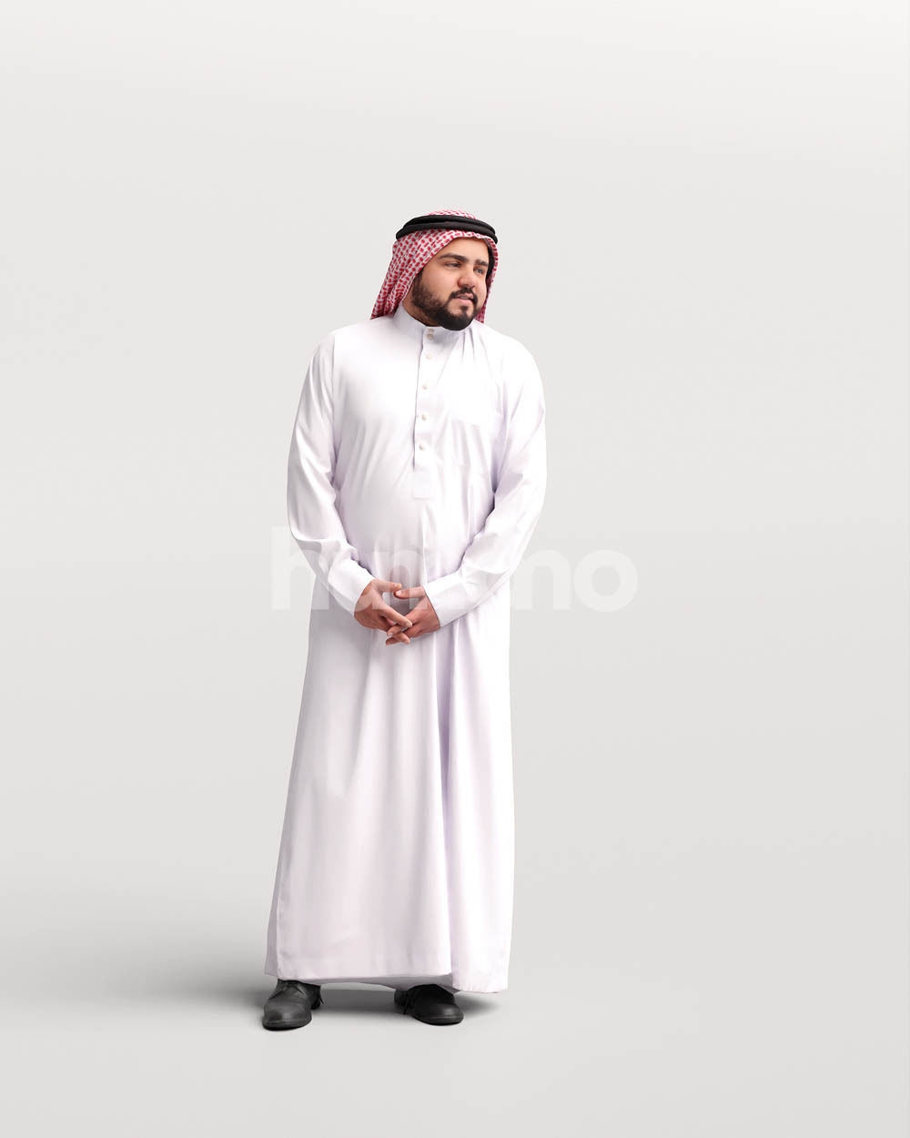 Humano Arab man in thobe standing and talking - 2402-065-7079 3D model_4
