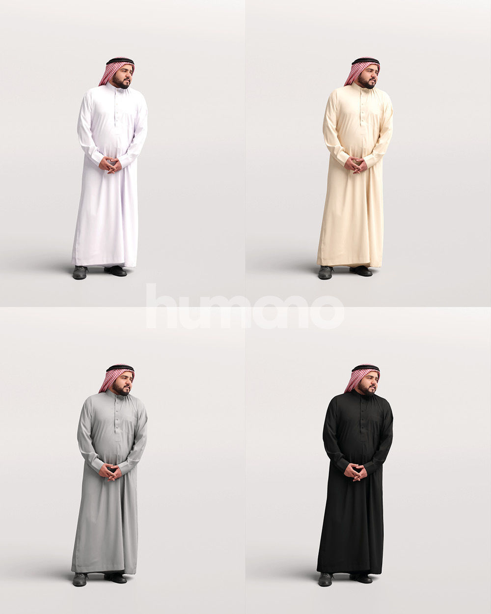 Humano Arab man in thobe standing and talking - 2402-065-7079 3D model_13