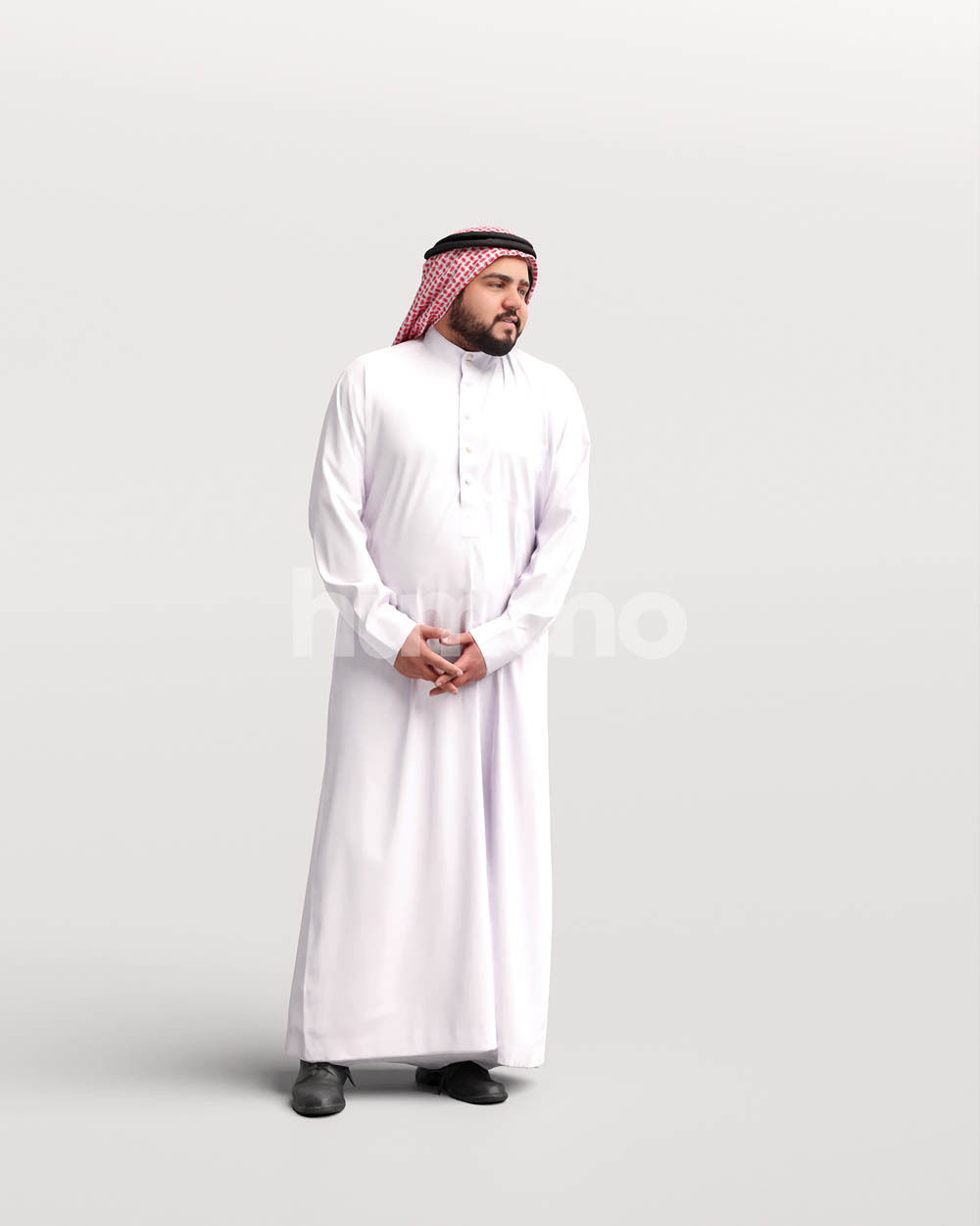 Humano Arab man in thobe standing and talking - 2402-065-7079 3D model_2