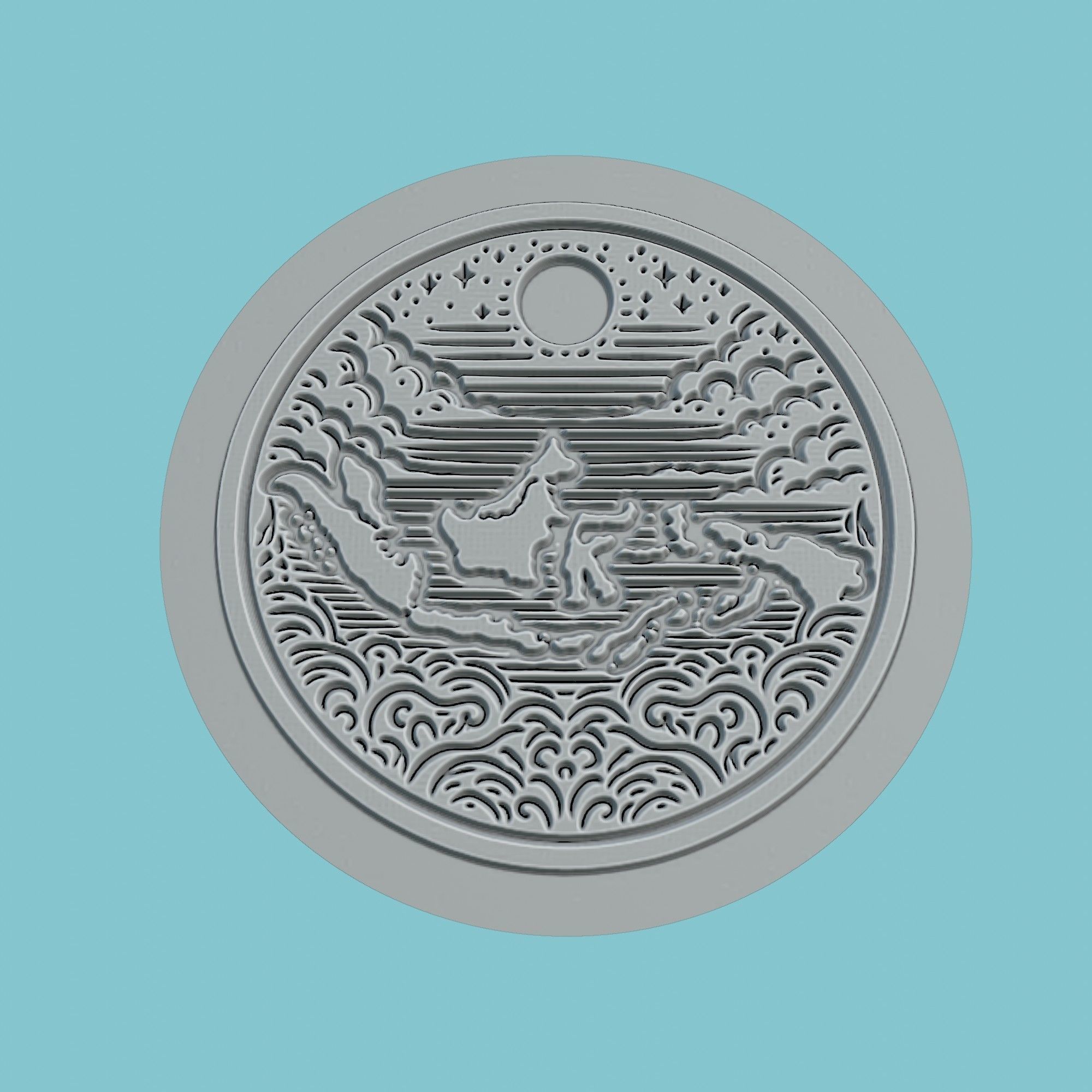Indonesia Map Medallion Wall Art Printer 3D print model_2