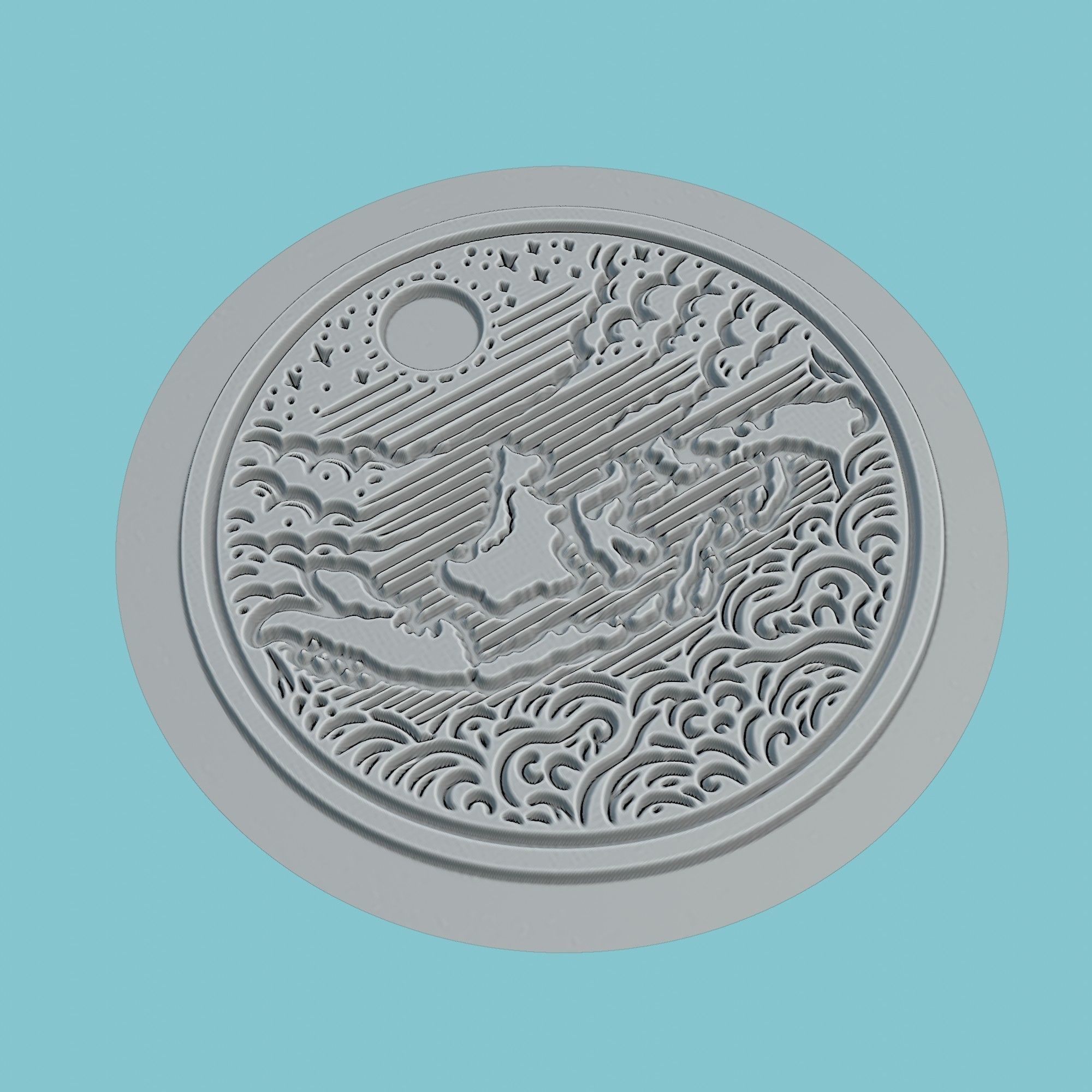 Indonesia Map Medallion Wall Art Printer 3D print model_3