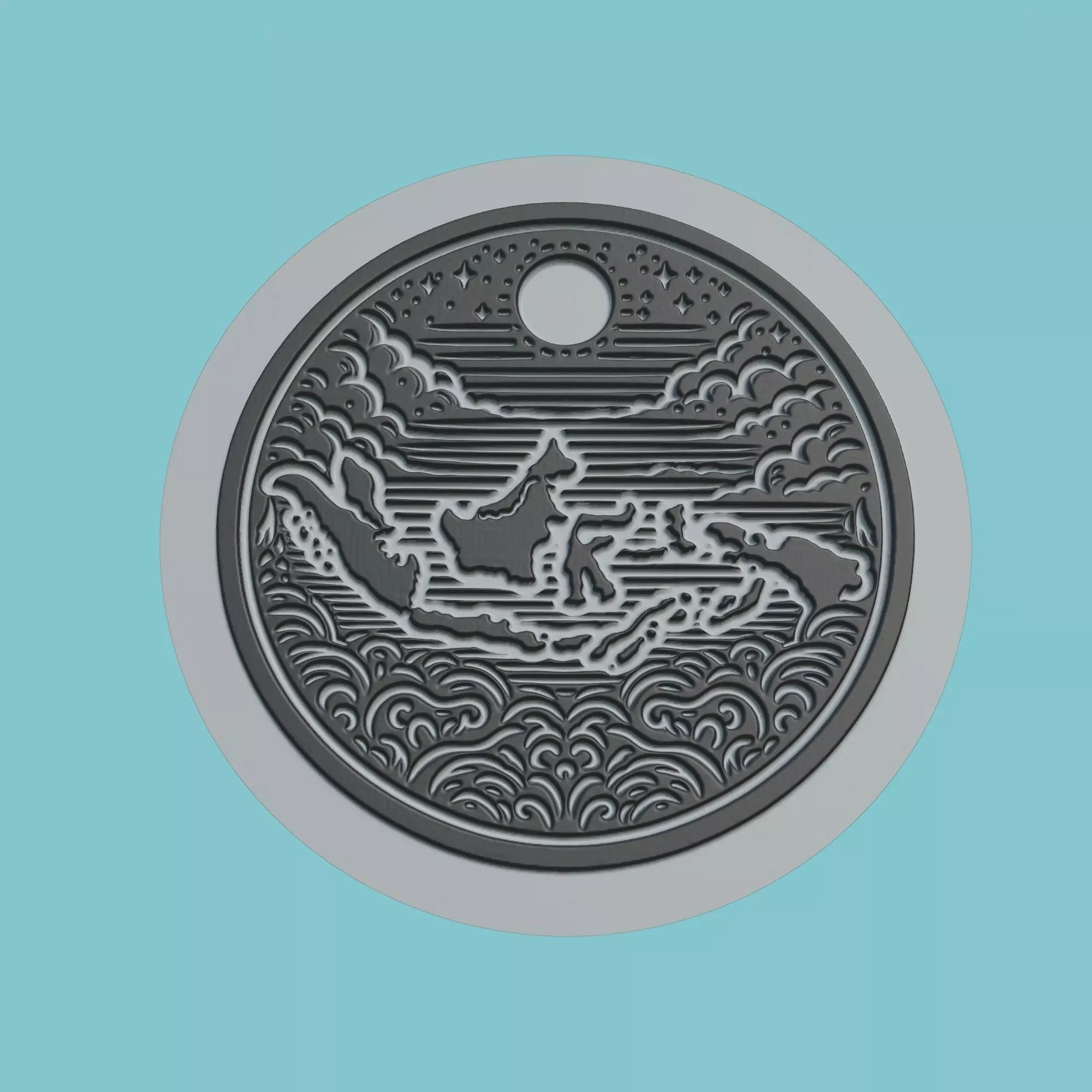 Indonesia Map Medallion Wall Art Printer 3D print model_0