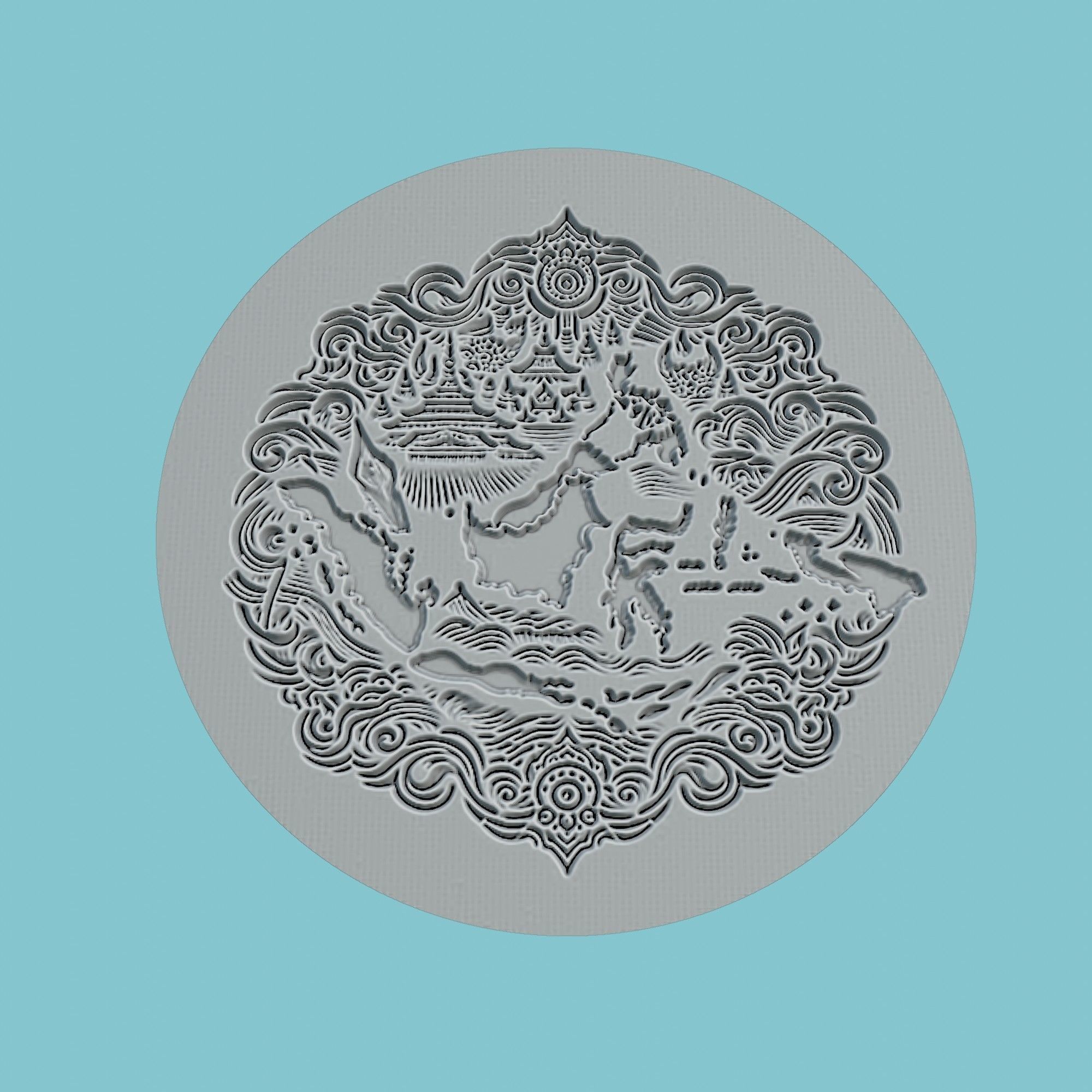 Indonesia Map Medallion Wall Art Printer 3D print model_2