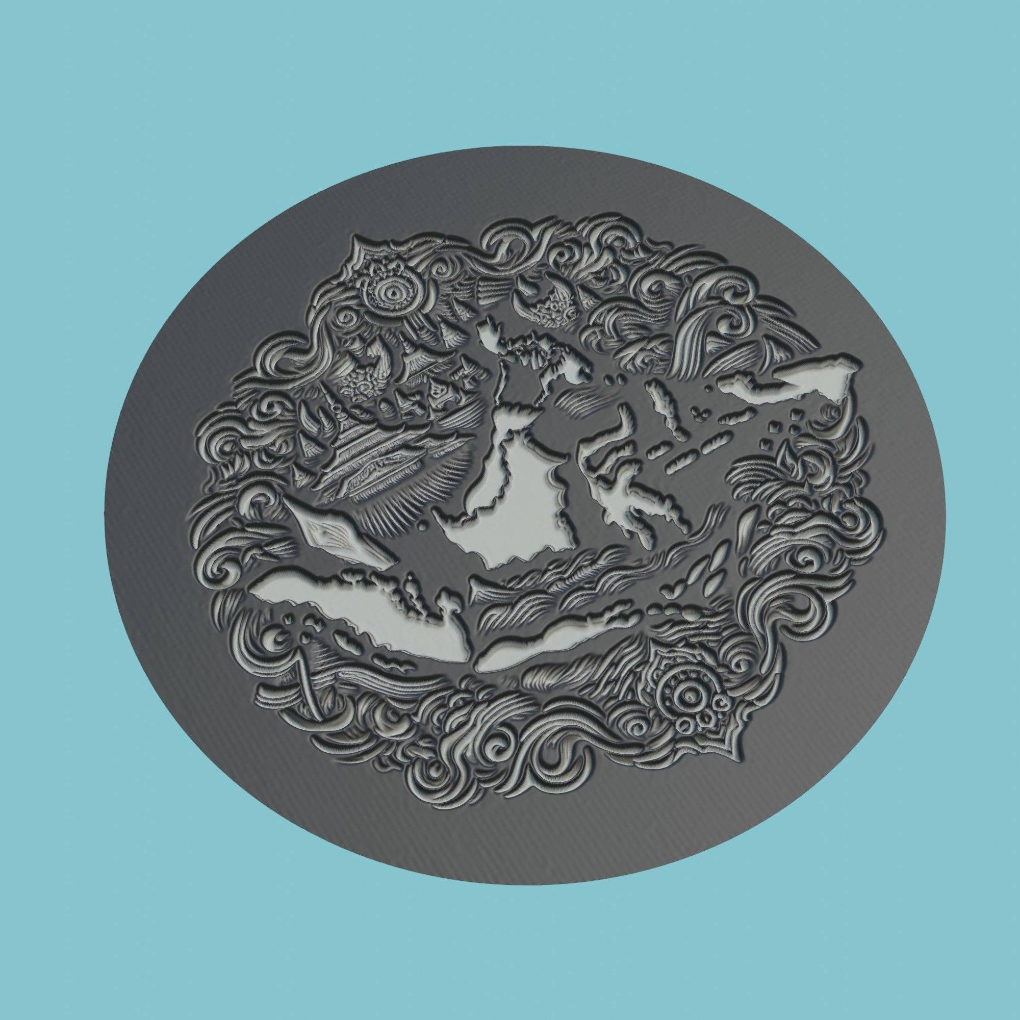 Indonesia Map Medallion Wall Art Printer 3D print model_1