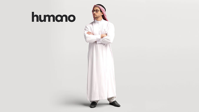Humano Arab man in thobe standing and talking - 2402-062-6682 3D model