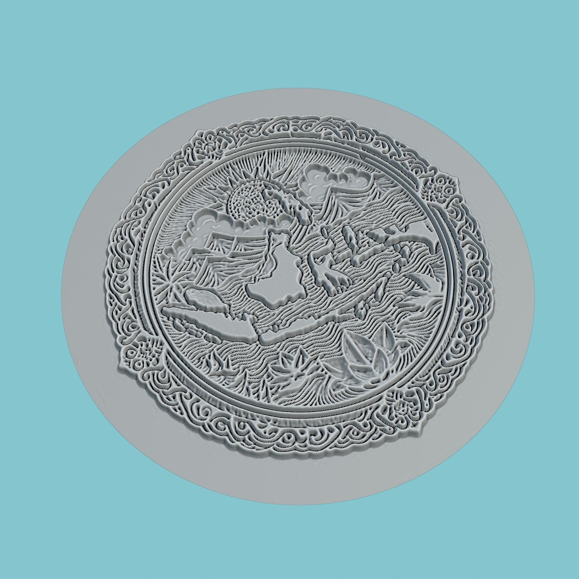 Indonesia Map Medallion Wall Art Printer 3D print model_3