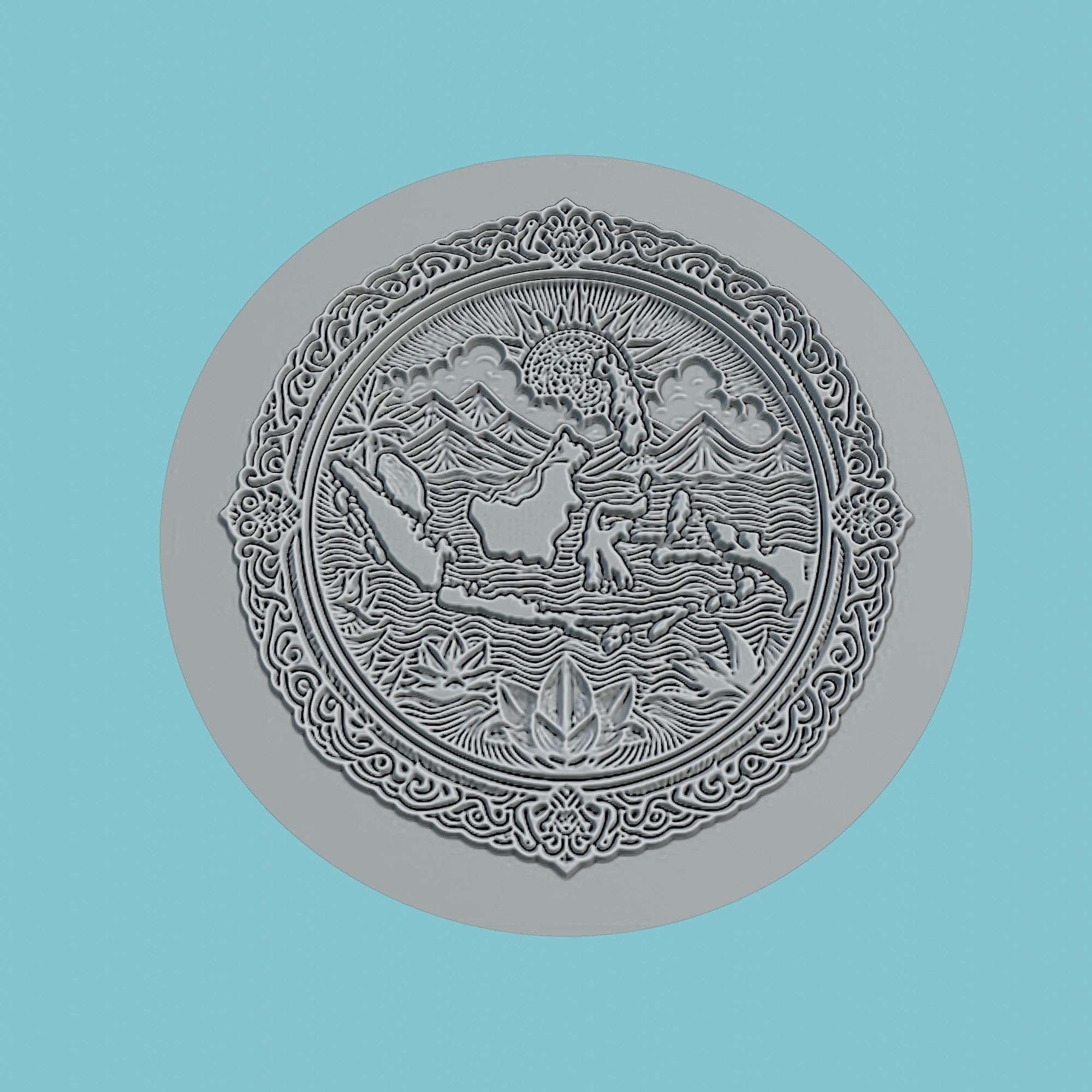 Indonesia Map Medallion Wall Art Printer 3D print model_2
