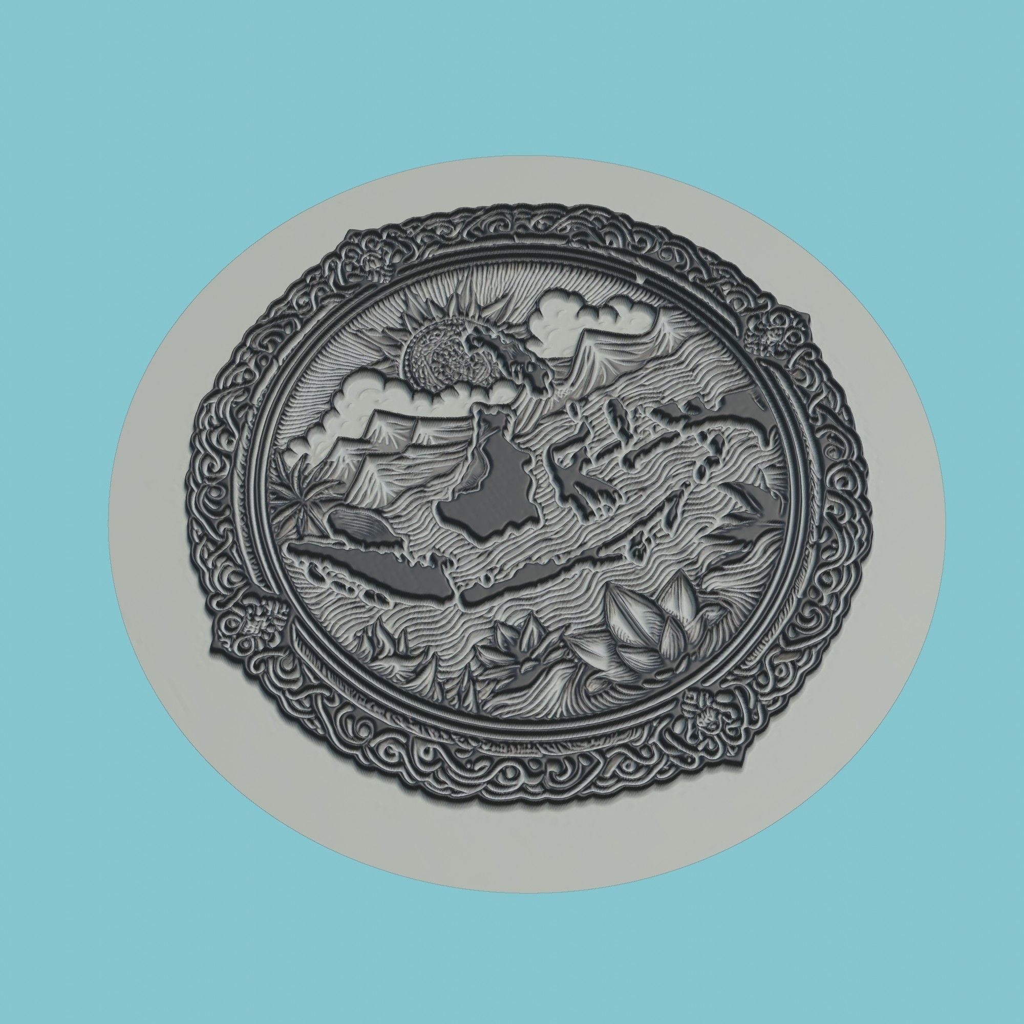 Indonesia Map Medallion Wall Art Printer 3D print model_1