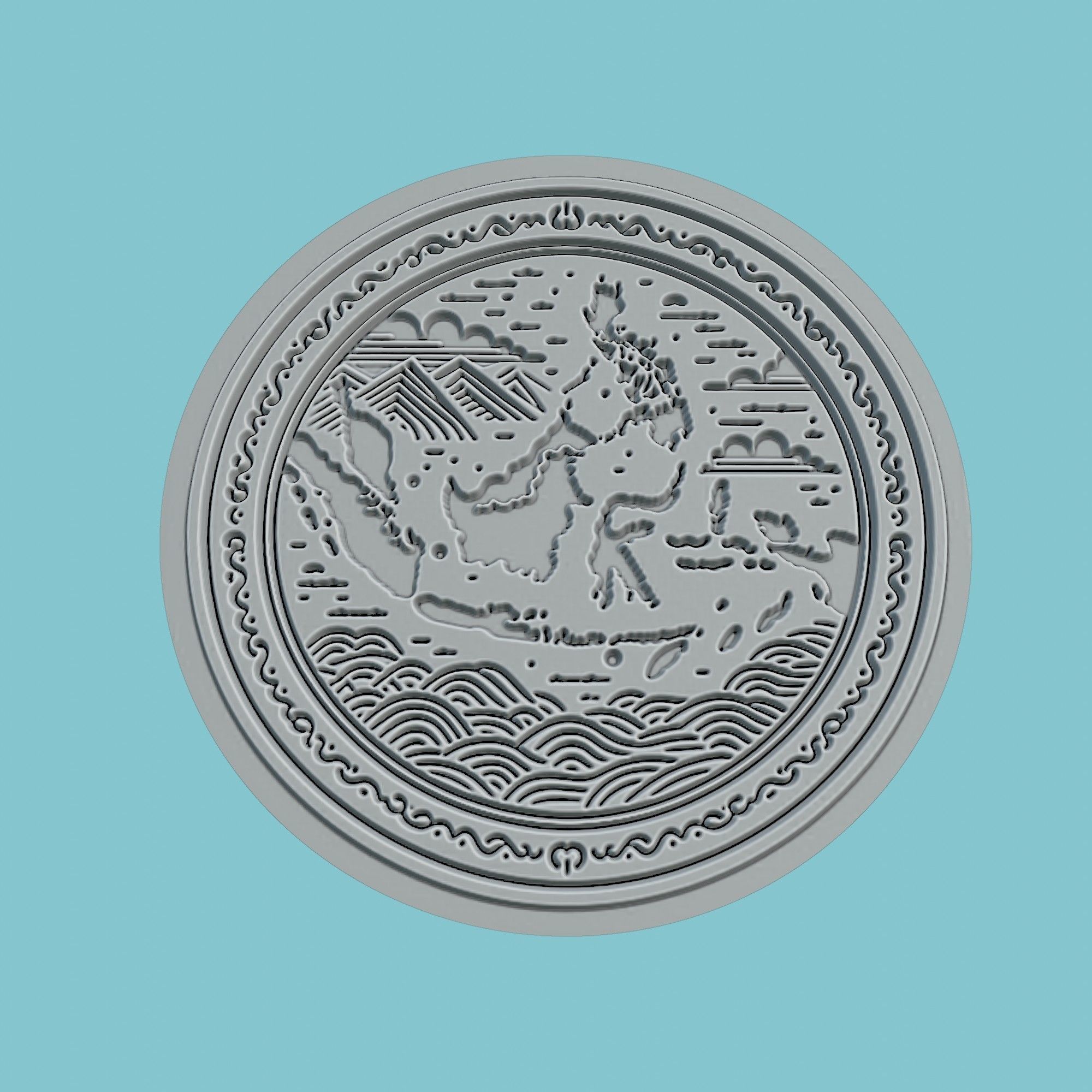 Indonesia Map Medallion Wall Art Printer 3D print model_2