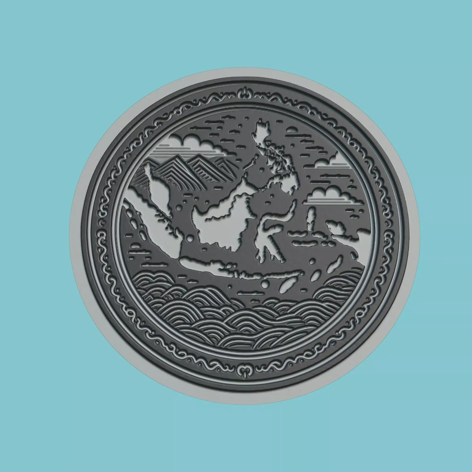 Indonesia Map Medallion Wall Art Printer 3D print model_0