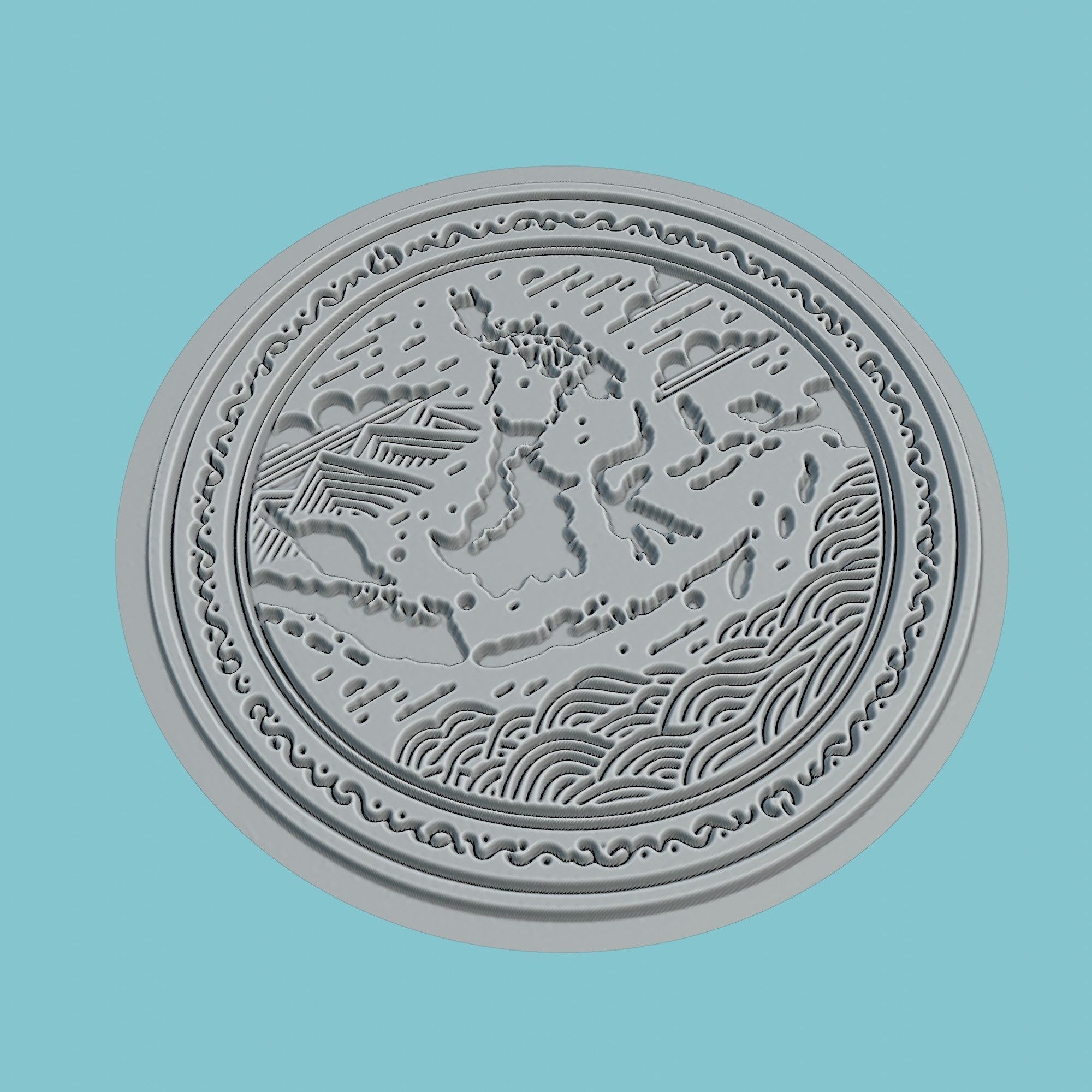 Indonesia Map Medallion Wall Art Printer 3D print model_3