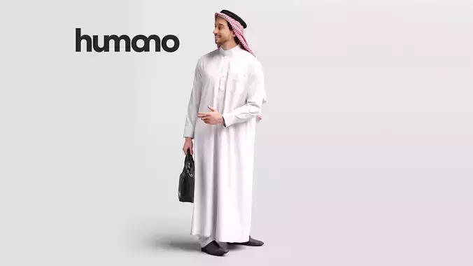 Humano Arab man in thobe talking shopping - 2402-062-6667