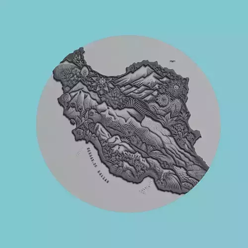 Iran Map Medallion Wall Art Printer