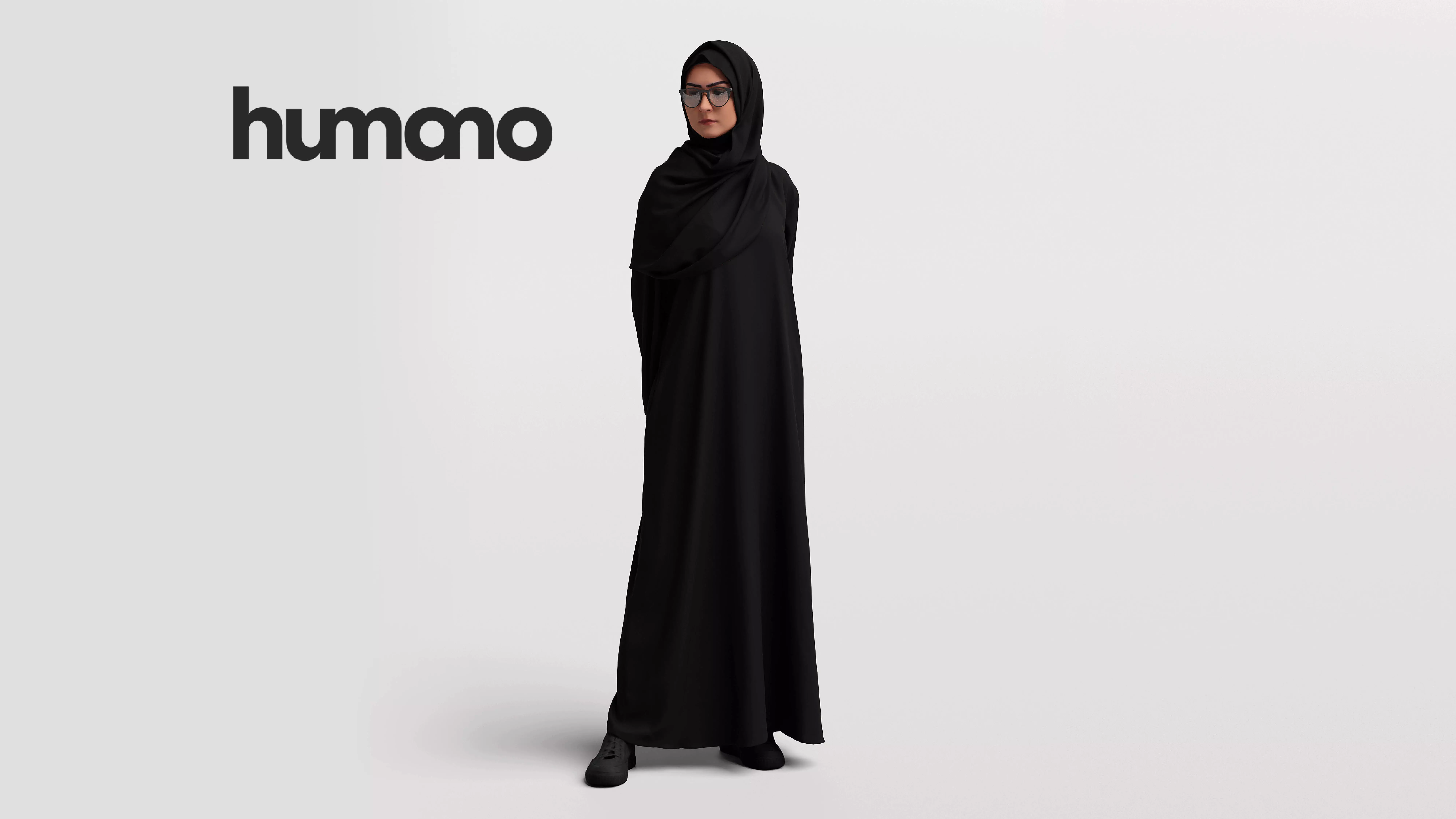 Humano Arab woman in hijab standing and looking - 2402-052-6505 3D model