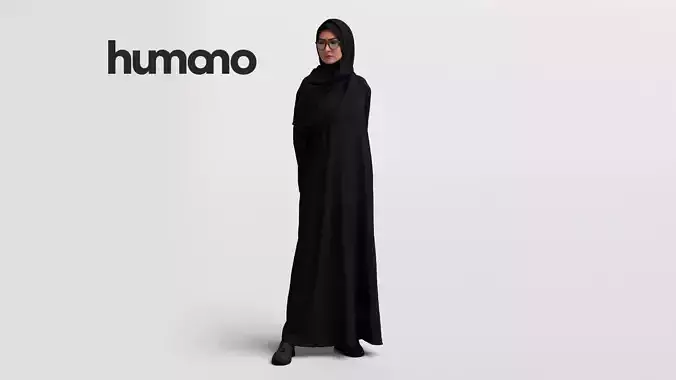 Humano Arab woman in hijab standing and looking - 2402-052-6505 3D model
