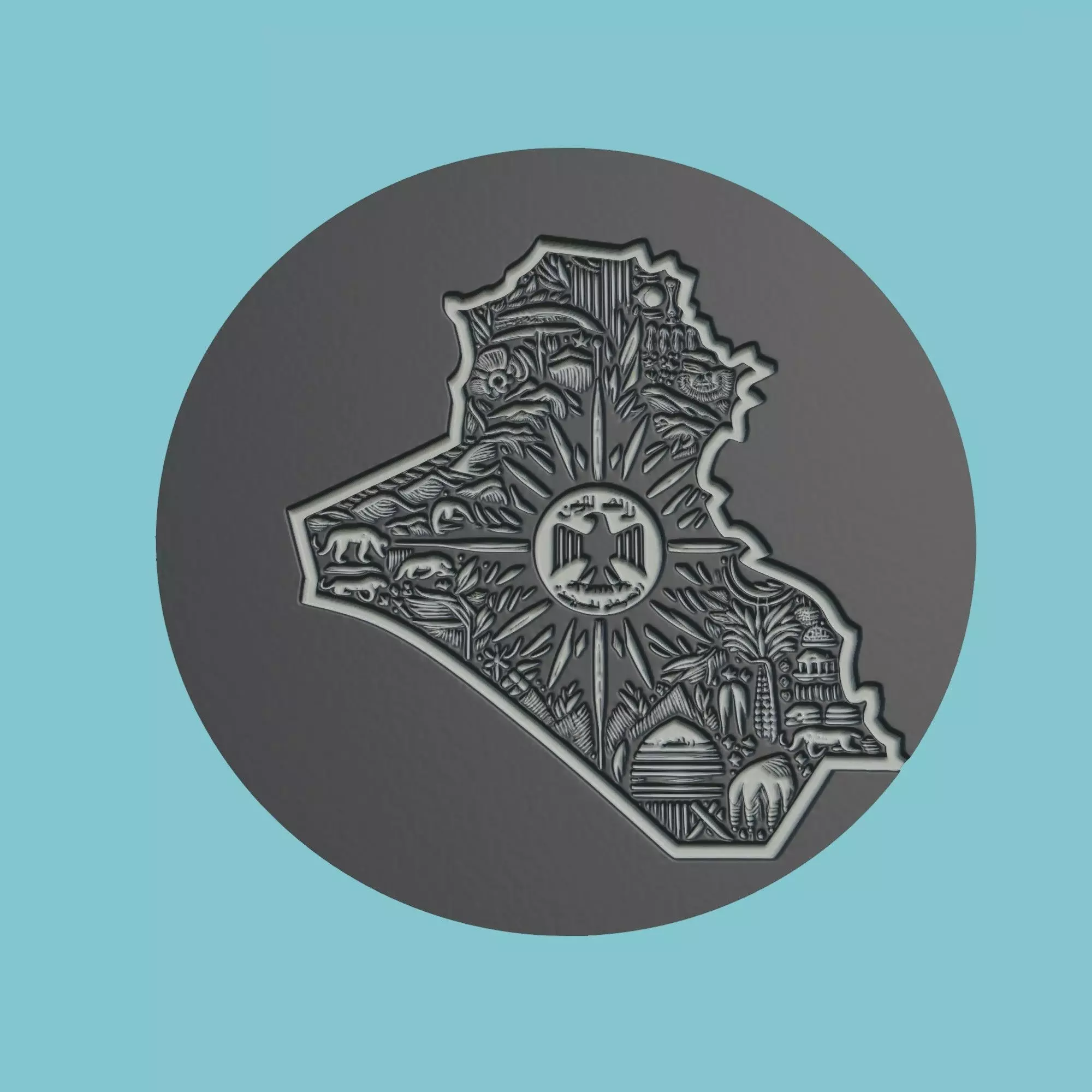 Iraq Map Medallion Wall Art Printer 3D print model