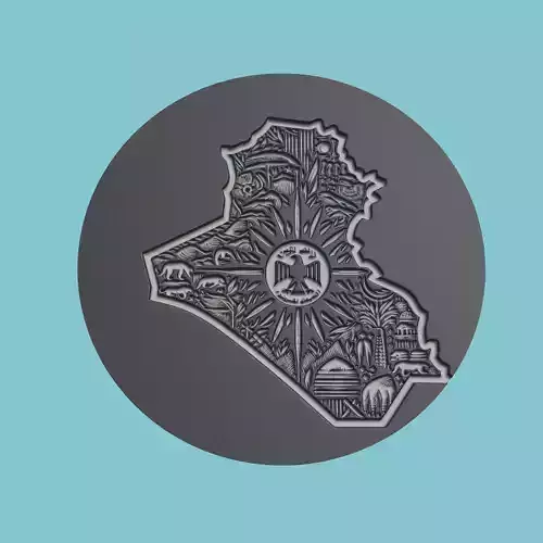 Iraq Map Medallion Wall Art Printer