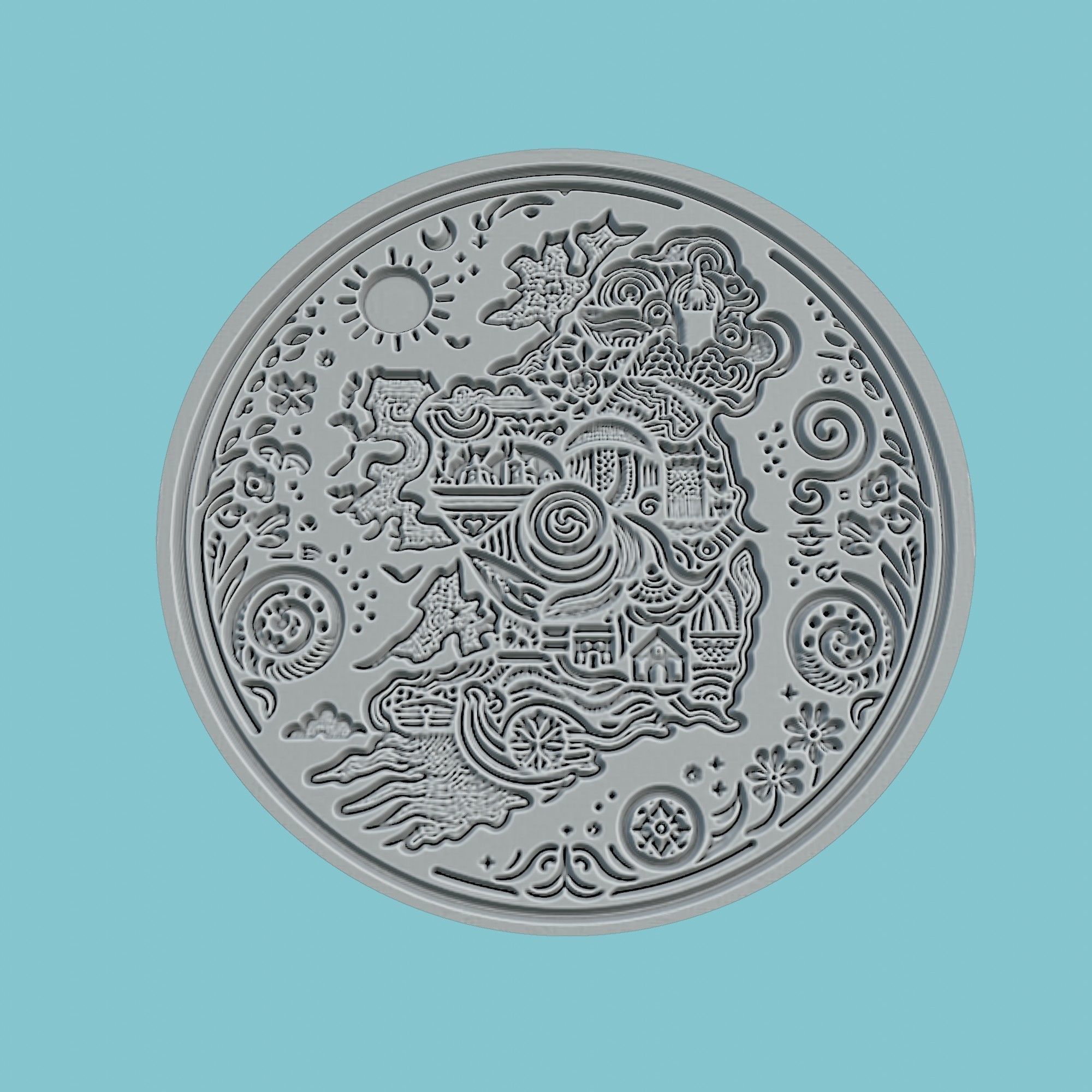 Ireland Map Medallion Wall Art Printer 3D print model_2
