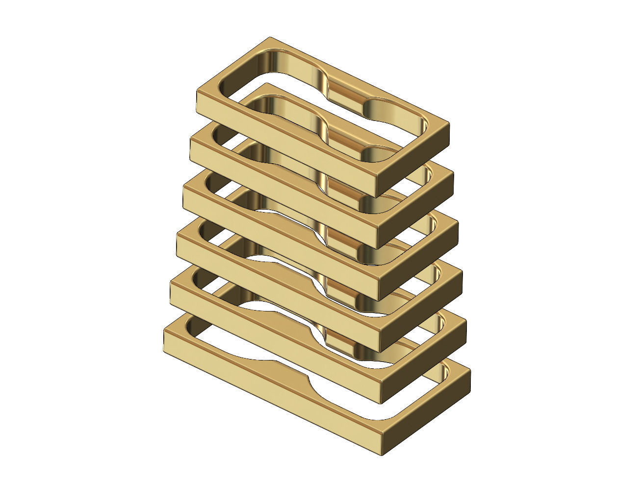 Double finger flat section square ring 3D print model_2