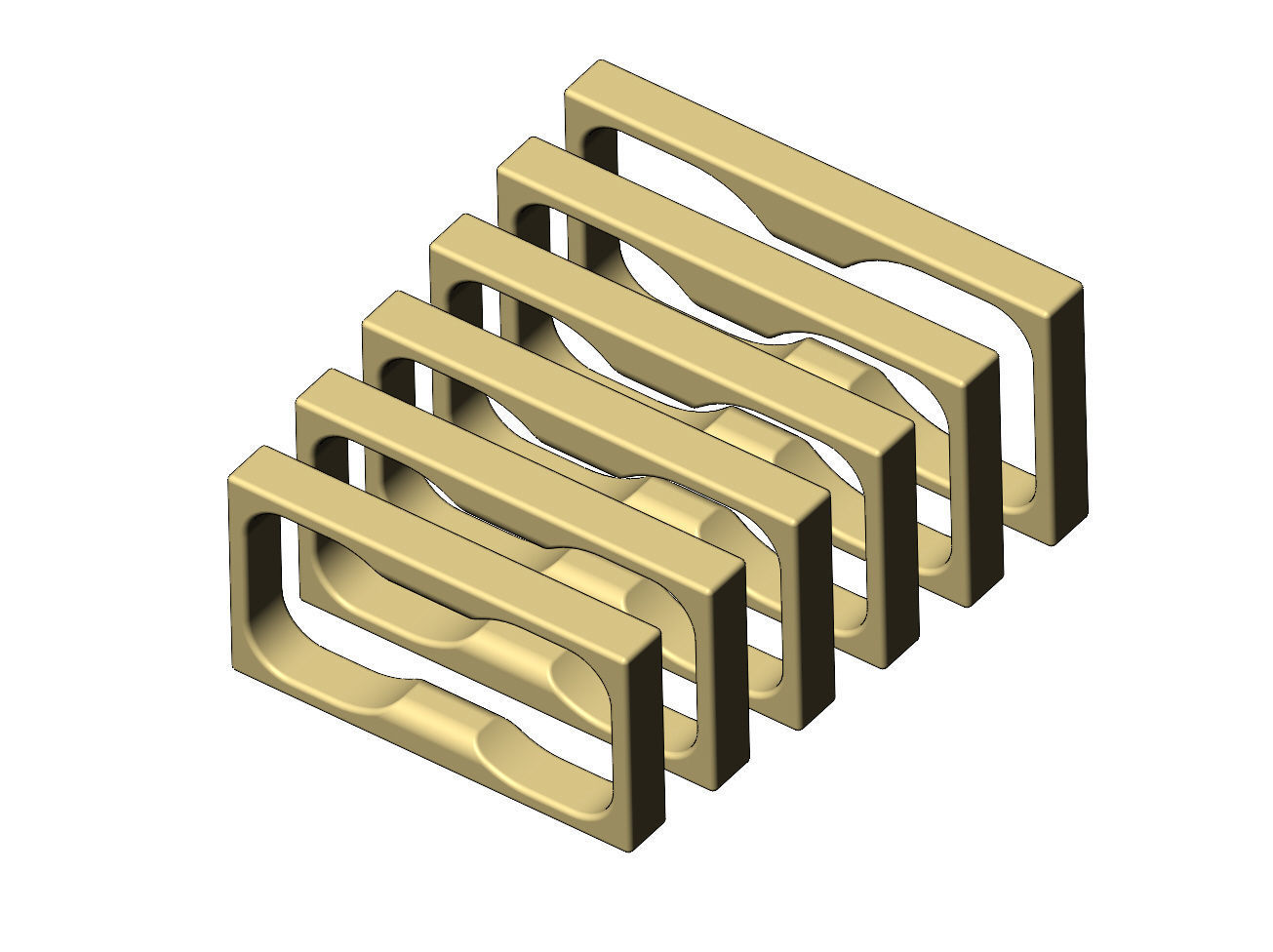 Double finger flat section square ring 3D print model_4