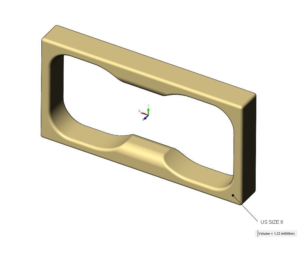 Double finger flat section square ring 3D print model_11