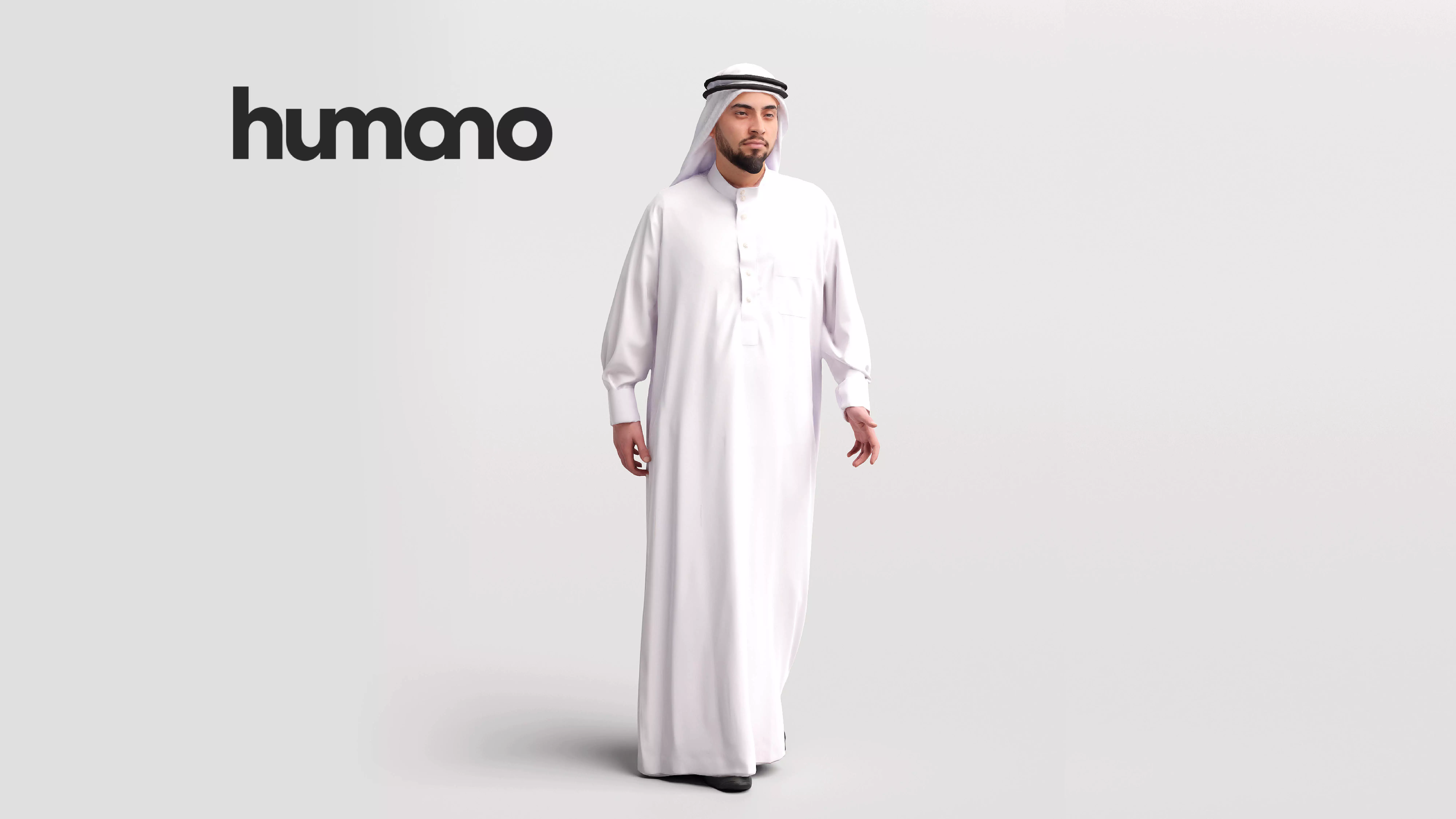 Humano Arab man in thobe walking -  2404-067-6111 3D model_0