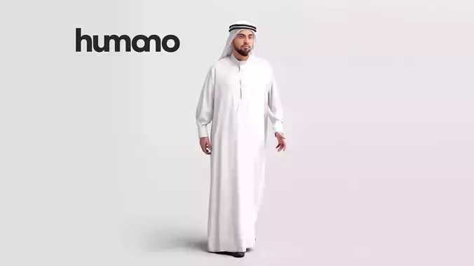 Humano Arab man in thobe walking -  2404-067-6111 3D model