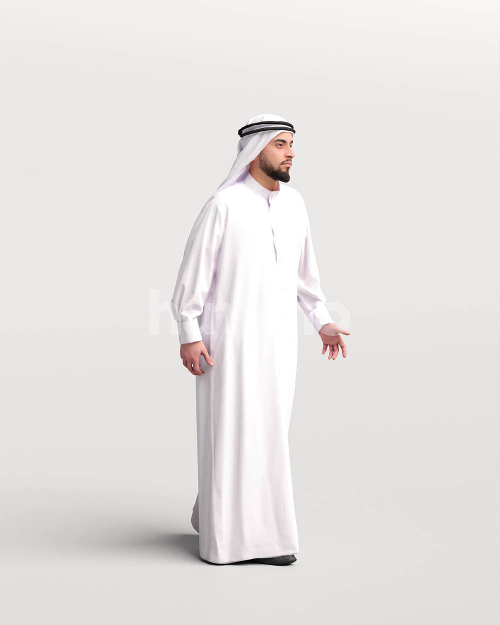 Humano Arab man in thobe walking -  2404-067-6111 3D model_3