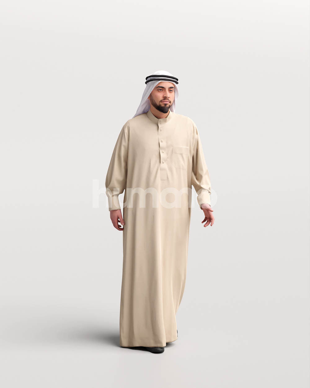 Humano Arab man in thobe walking -  2404-067-6111 3D model_9