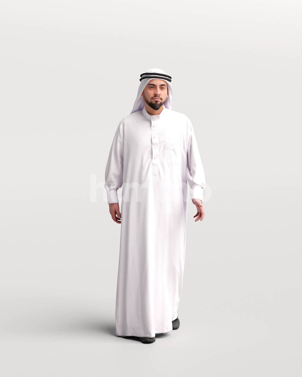 Humano Arab man in thobe walking -  2404-067-6111 3D model_4