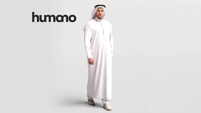 Humano Arab man in thobe walking - 2404-066-6900 3D model