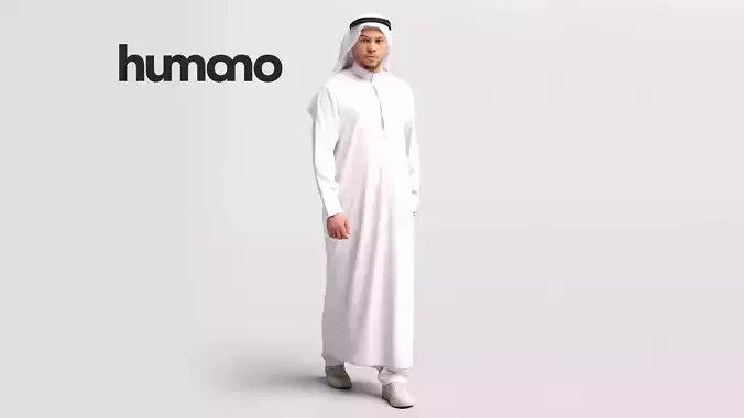 Humano Arab man in thobe walking - 2404-066-6900 3D model