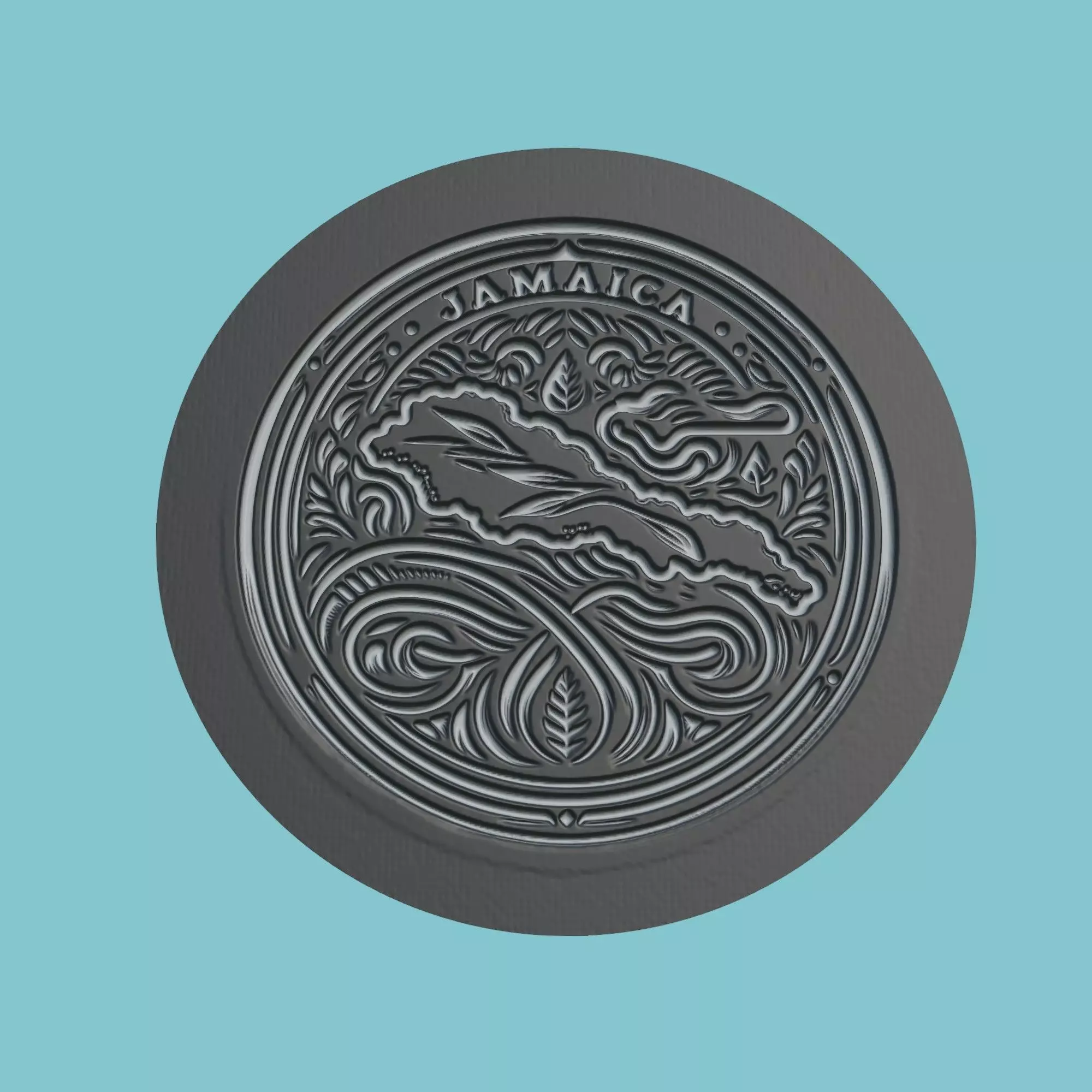 Jamaica Map Medallion Wall Art Printer 3D print model_0