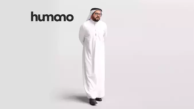 Humano Arab man in thobe walking - 065-7112 3D model