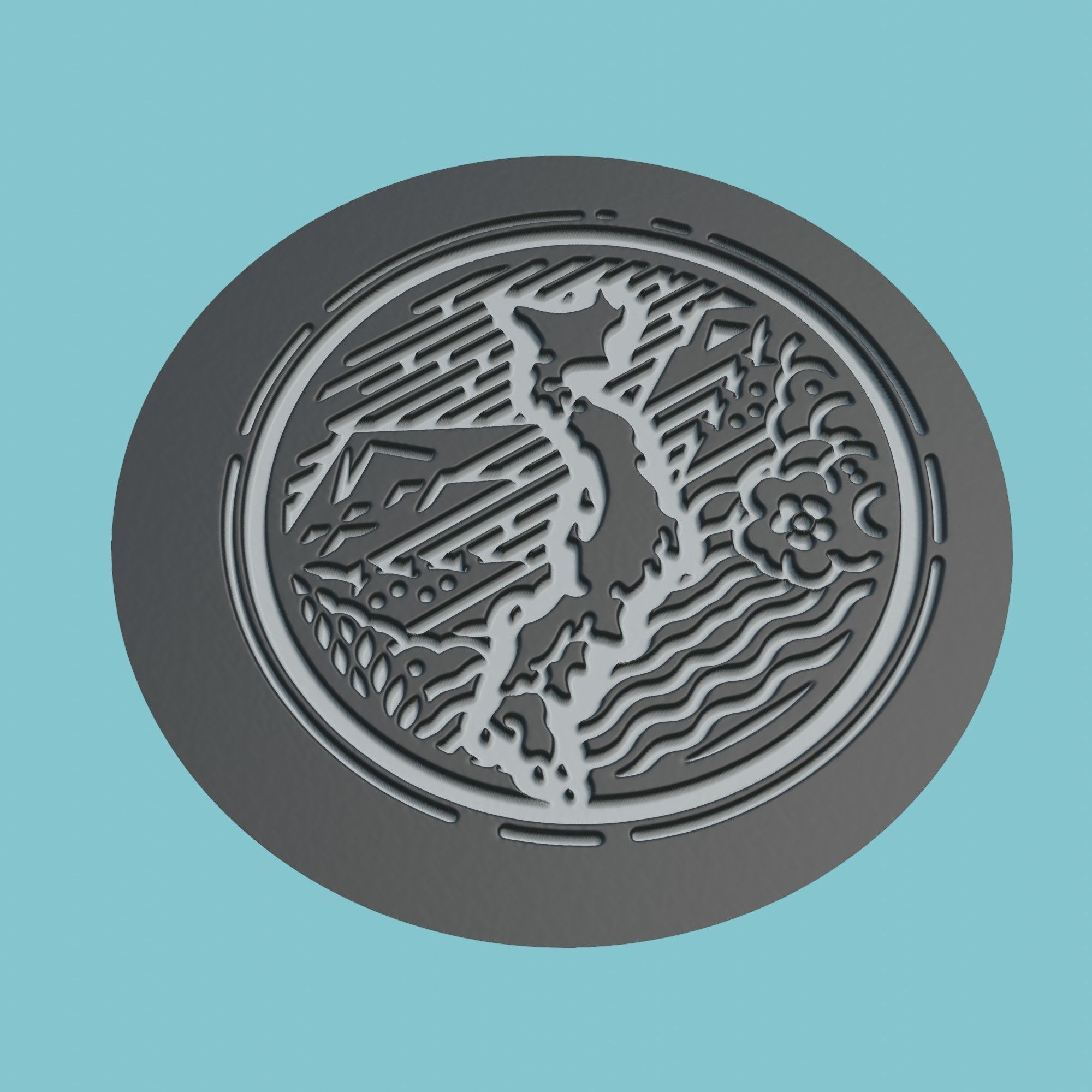 Japan Map Medallion Wall Art Printer 3D print model_1