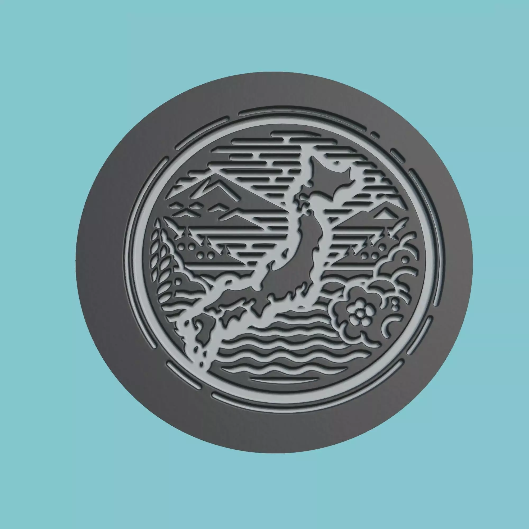 Japan Map Medallion Wall Art Printer 3D print model_0