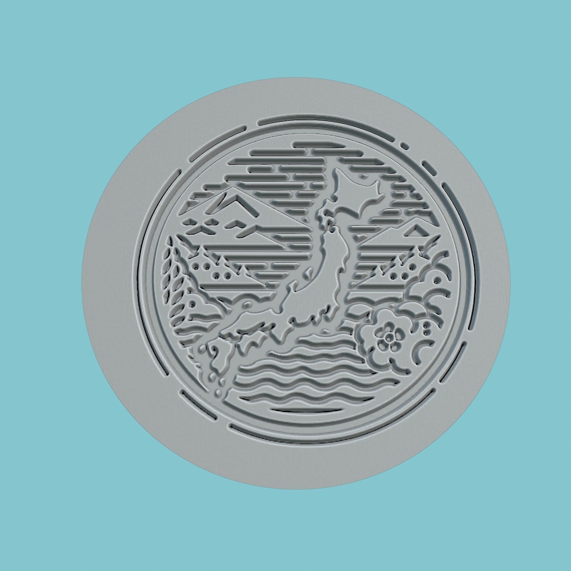 Japan Map Medallion Wall Art Printer 3D print model_2