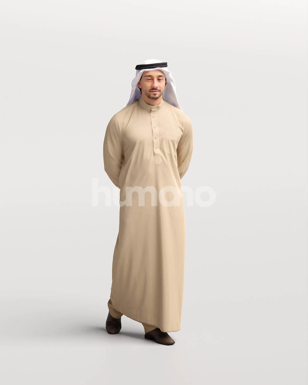 Humano Arab man in thobe walking - 2404-062-6703 3D model_9
