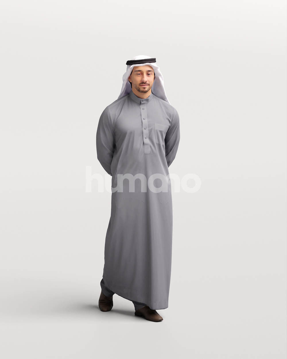 Humano Arab man in thobe walking - 2404-062-6703 3D model_10