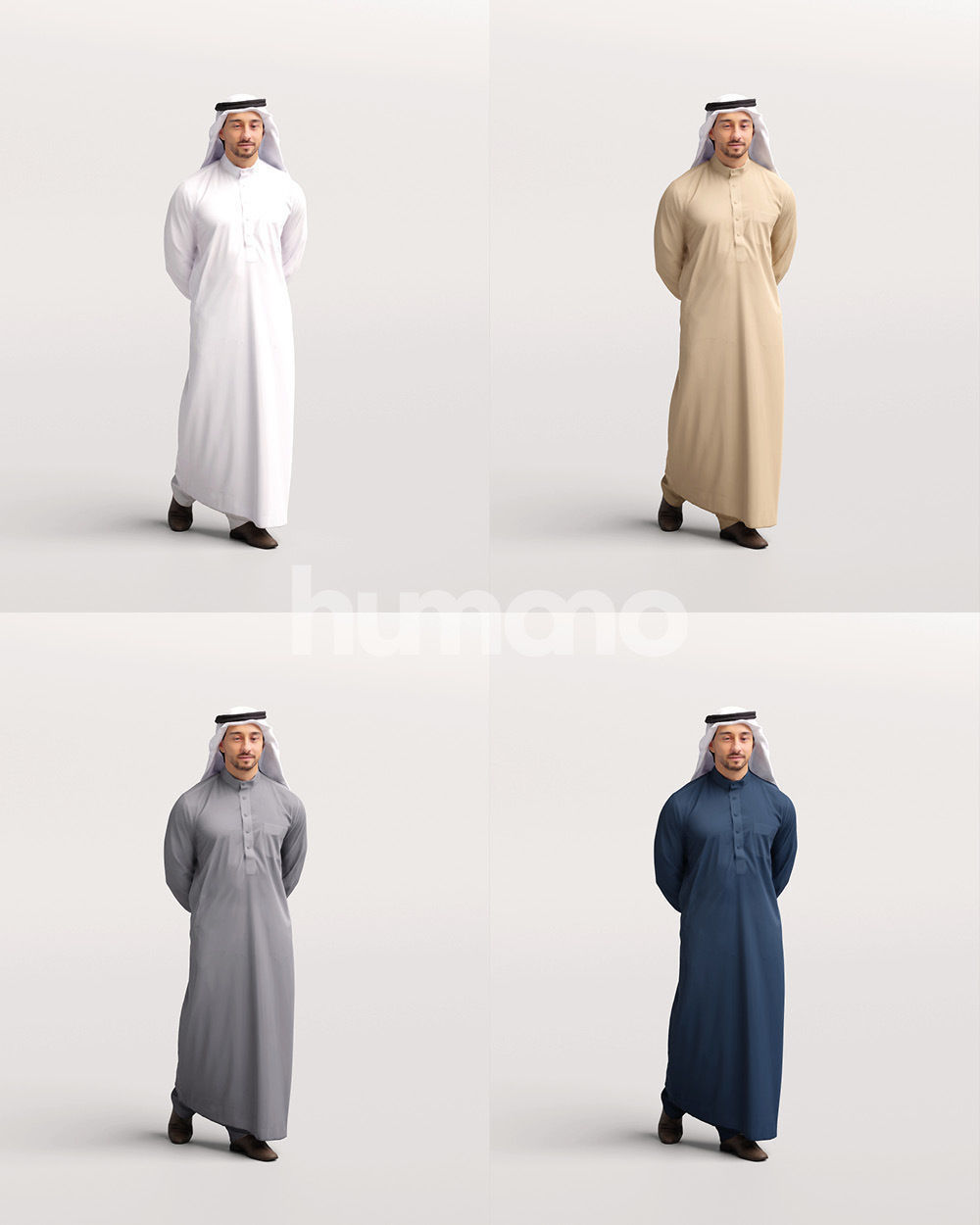 Humano Arab man in thobe walking - 2404-062-6703 3D model_12