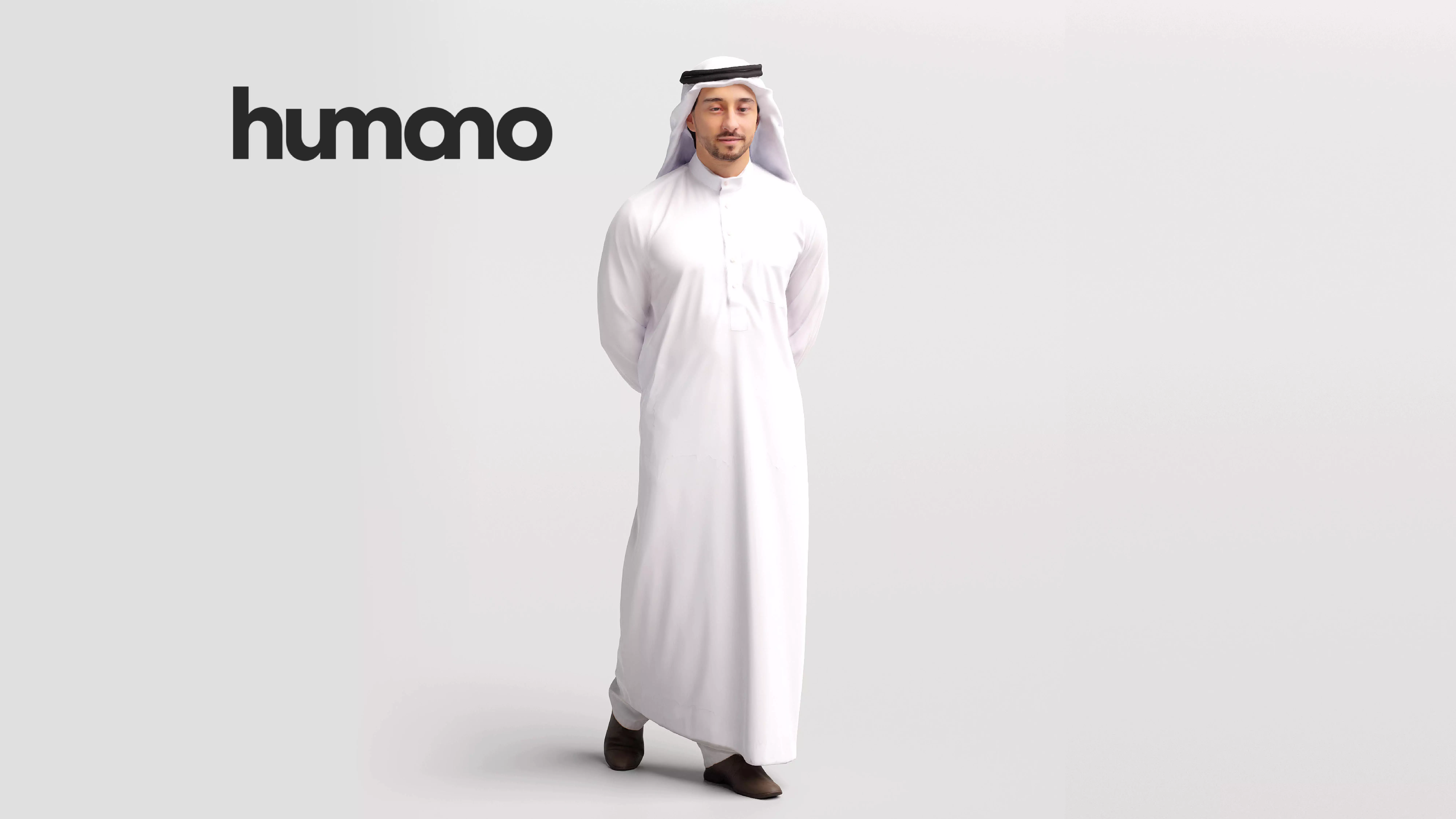Humano Arab man in thobe walking - 2404-062-6703 3D model_0
